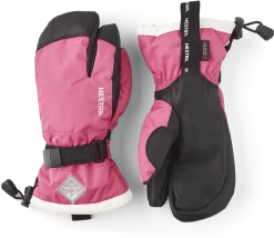 Hestra Gauntlet CZone Jr. 3-finger - Fuchsia & Ivory