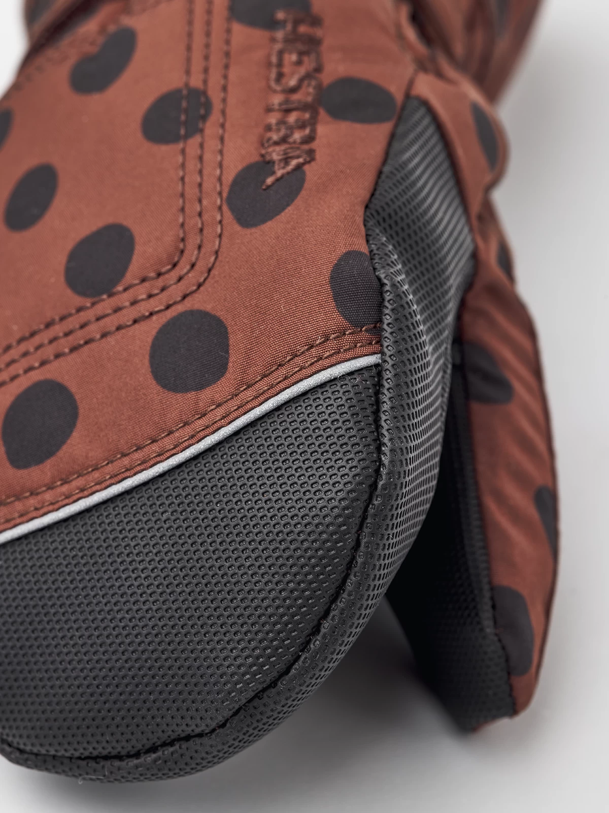 Hestra Baby Zip Long Mitt - Brown Print - Image 5